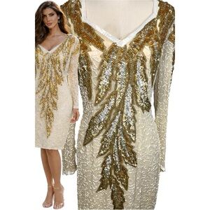 Vintage Y2K Lillie Rubin Silk Beaded Sequin Dress